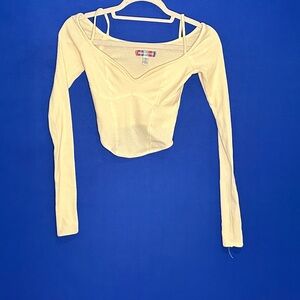 Urban Outfitters Cream Long Sleeve Crop Top